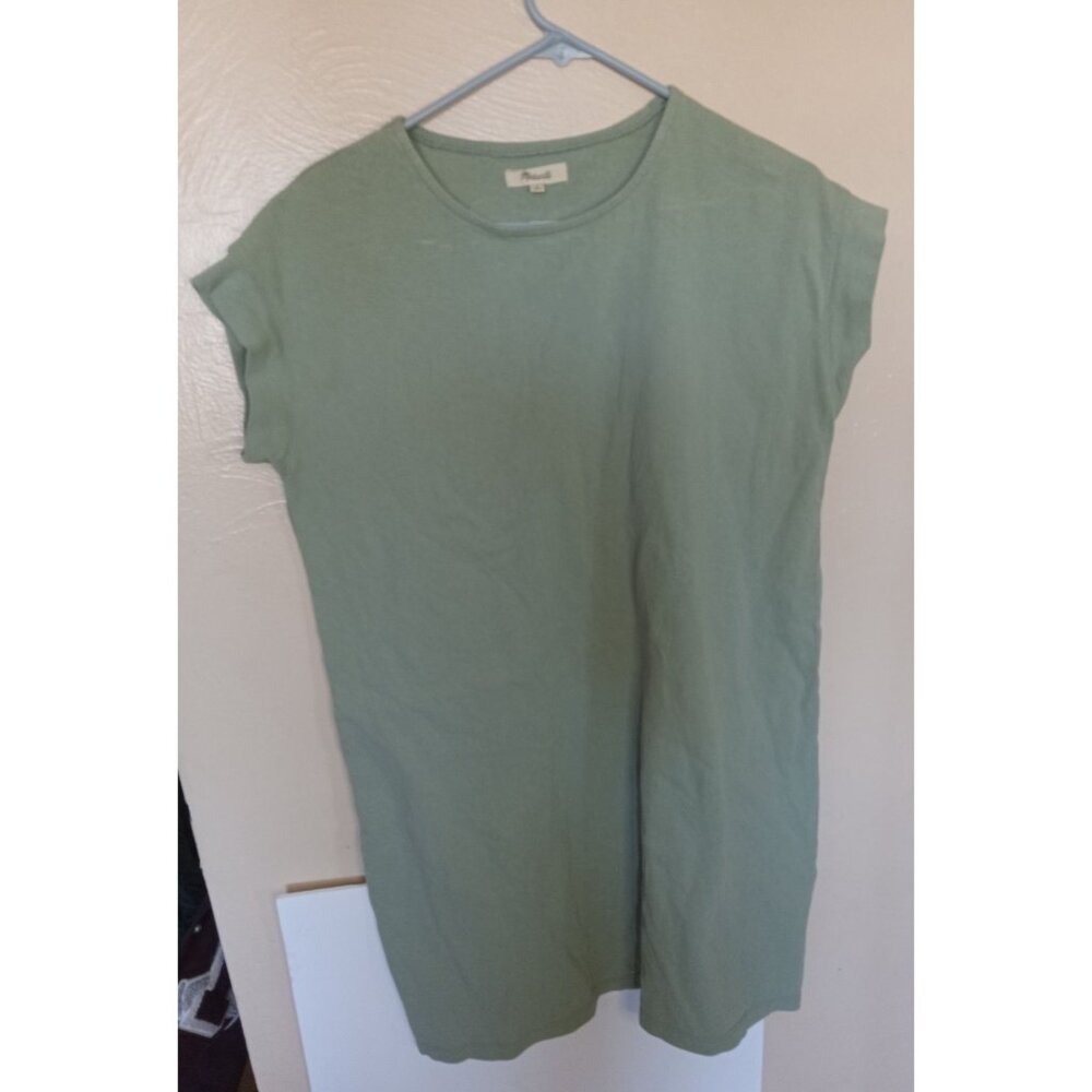 Madewell Olive Organic Cotton Tshirt Dress with Cap Sleeves Size Small